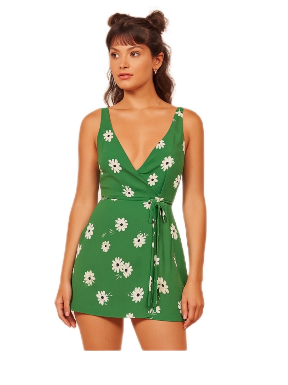 Reformation Anchorage Dazed Wrap Tie-Waist Mini Dress Sz Extra Small